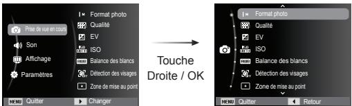 SAMSUNG ES71 - Comment activer les fonctions à l'aide de la touche MENU - 1