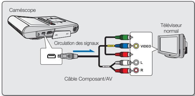 SAMSUNG HMX-U100UP - Connexion à un télévisuer SD (définition standard) (16:9/4:3) - 2