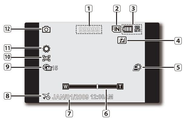 SAMSUNG SMX-F30 BLACK - Mode d'enregistrement vidéo: menu des raccourcis (manuel) - 2