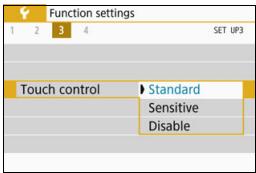 CANON EOS 800D - Select [Touch control]. - 1