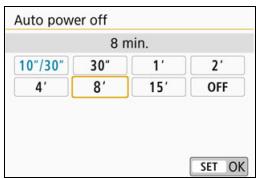 CANON EOS 800D - MENUSetting the Auto Power Off Time - 1