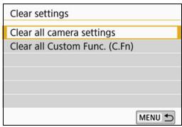 CANON EOS 800D - Select [Clear settings]. - 1
