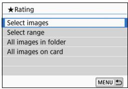 CANON EOS 800D - Select [Rating]. - 1