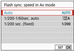 CANON EOS 800D - Flash Sync. Speed in Av Mode - 1