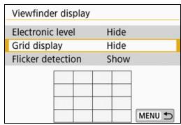 CANON EOS 800D - Select [Viewfinder display]. - 1