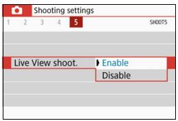 CANON EOS 800D - MENU Enabling Live View Shooting - 1