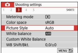 CANON EOS 800D - Select a secondary tab. - 1
