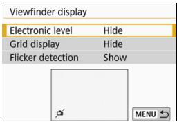CANON EOS 800D - Select [Viewfinder display]. - 1