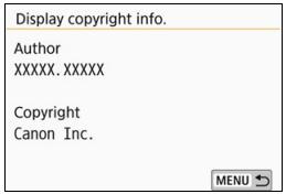 CANON EOS 800D - Checking the Copyright Information - 1
