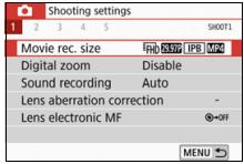 CANON EOS 800D - MENUMenu Function Settings - 1