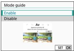 CANON EOS 800D - Select [Mode guide]. - 1