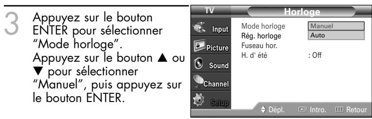 SAMSUNG HL-S4265W - Option 1: Réglage manuel de l'horloge - 3