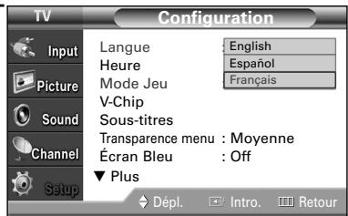SAMSUNG HL-S4265W - Sélection de la langue des menus - 3