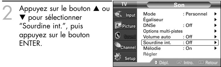 SAMSUNG HL-S4265W - Selection de l'option Sourdine int. - 3