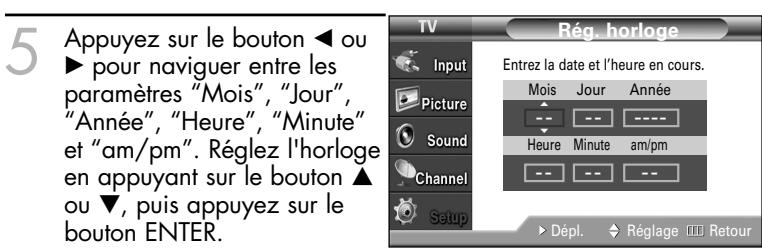SAMSUNG HL-S4265W - Option 1: Réglage manuel de l'horloge - 5