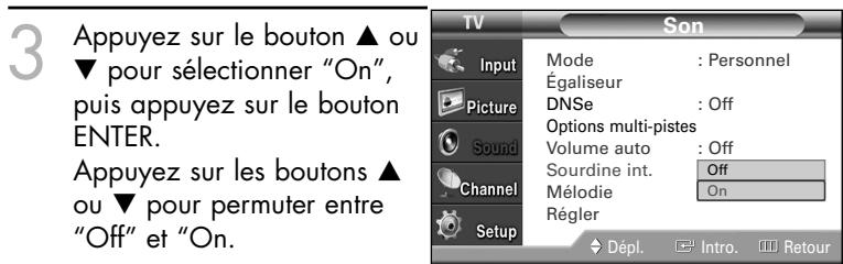 SAMSUNG HL-S4265W - Selection de l'option Sourdine int. - 4