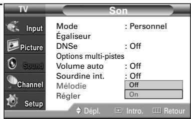 SAMSUNG HL-S4265W - Définition de la mélodie de marche/arrêt - 3