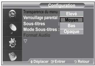 SAMSUNG LE-26R86BD - Vous pouvez régler la transparence du menu. - 1