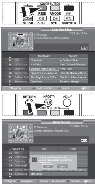 SAMSUNG LE52F96 - Dans le menu EPG, vous pouvez afficher tous les canaux ou les canaux favoris. - 1