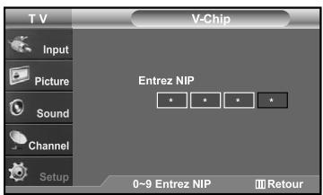 SAMSUNG LN-S2641D - Comment configurer les restrictions à l'aide des évaluations MPAA : G, PG, PG-13, R, NC-17, X, NR - 2