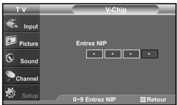 SAMSUNG LN-S2641D - Comment configurer les restrictions à l'aide des 'Français canadien' - 2