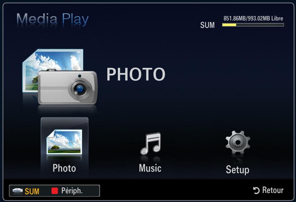 SAMSUNG LE40B554M2W - Entrée dans le menu Media Play (USB) - 1