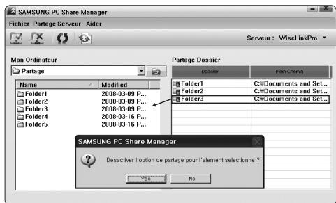 SAMSUNG LN40A750 - Annuler un dossier partagé - 6