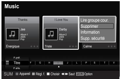 SAMSUNG LN40A750 - Suppression d'un fichier musical - 1