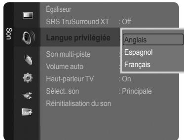 SAMSUNG LN40A750 - Choix de la langue privilégiee - 2