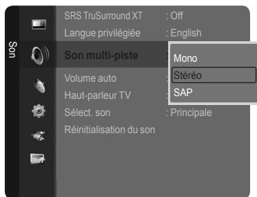 SAMSUNG LN40A750 - Selection d'une piste sonore à canaux multiples (MTS) - 2
