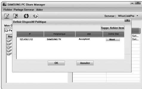 SAMSUNG LN40A750 - Configuration de la permission d'accès - 1