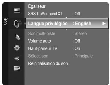 SAMSUNG LN40A750 - Choix de la langue privilégiee - 1