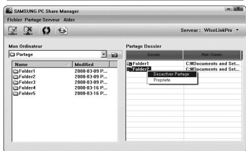 SAMSUNG LN40A750 - Annuler un dossier partagé - 5