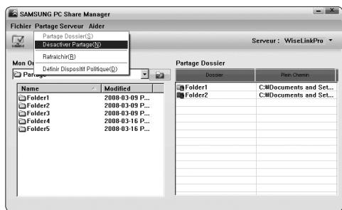 SAMSUNG LN40A750 - Annuler un dossier partagé - 4