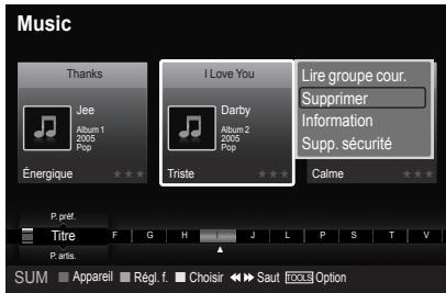 SAMSUNG LN46A750 - Suppression d'un fichier musical - 1