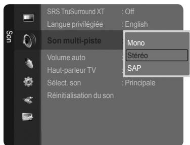 SAMSUNG LN46A750 - Sélection d'une piste sonore à canaux multiples (MTS) - 2