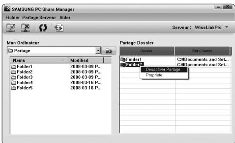 SAMSUNG LN46A750 - Annuler un dossier partagé - 5