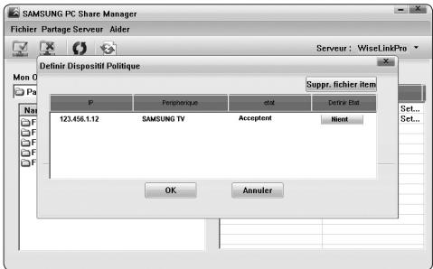 SAMSUNG LN46A750 - Configuration de la permission d'accès - 1