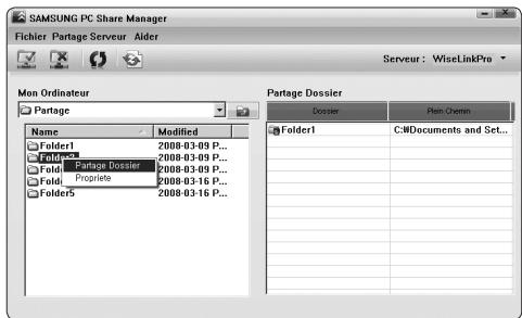 SAMSUNG LN46A750 - Annuler un dossier partagé - 2
