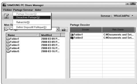 SAMSUNG LN46A750 - Annuler un dossier partagé - 4
