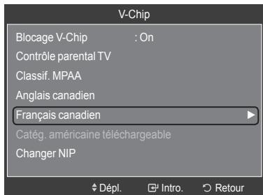 SAMSUNG LN46A750 - Comment configurer les restrictions à l'aide des Français canadien - 3
