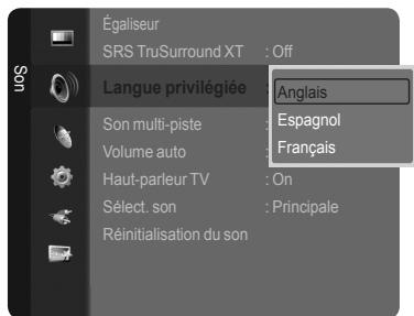 SAMSUNG LN46A750 - Choix de la langue privilégiée - 2