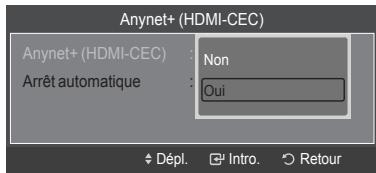 SAMSUNG LN46A750 - Régler un appareil Anynet ^+ de sorte qu'il s'arrête automatiquement lorsque le téléviseur est hors tension - 1
