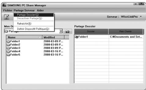 SAMSUNG LN46A750 - Annuler un dossier partagé - 1