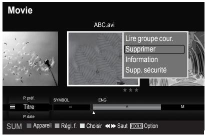 SAMSUNG LN46A750 - Suppression d'un fichier film - 1