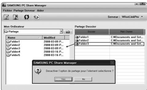 SAMSUNG LN46A750 - Annuler un dossier partagé - 6
