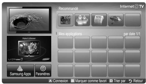 Recommandé Internet@TV Mes applications par date 1/1 A Connexion B Marquer comme favori D Trier par Retour
