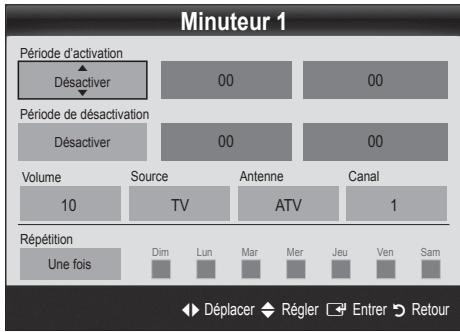 SAMSUNG UE-40C6730US - Réglage de la minuterie de mise en marche/arrêt - 1
