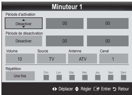 SAMSUNG UE-40C8000XW - Réglage de la minuterie de mise en marche/arrêt - 1