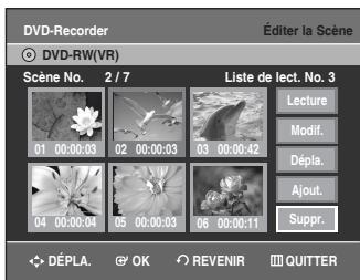 SAMSUNG DVD-VR336 - Appuyez sur les boutons ▲▼ pour sélectionner Suppr., puis appuyez sur le bouton OK ou ▶. - 1